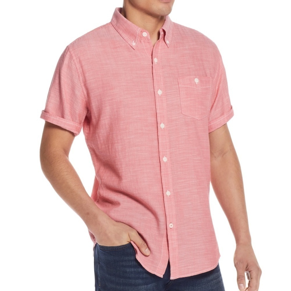 Weatherproof Vintage shirt short sleeves Solid Country Twill Shirt 100% cotton